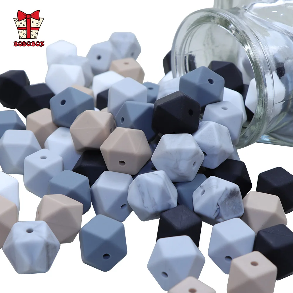 14mm Hexagon Silicone Beads Teething Baby Teether Toy teething toys baby teething toys silicone teething toys silicone beads silicone teething beads silicone teether Food Grade Baby Nursing shower Gift Necklace Pacifier Chain 10pcs BOBO.BOX