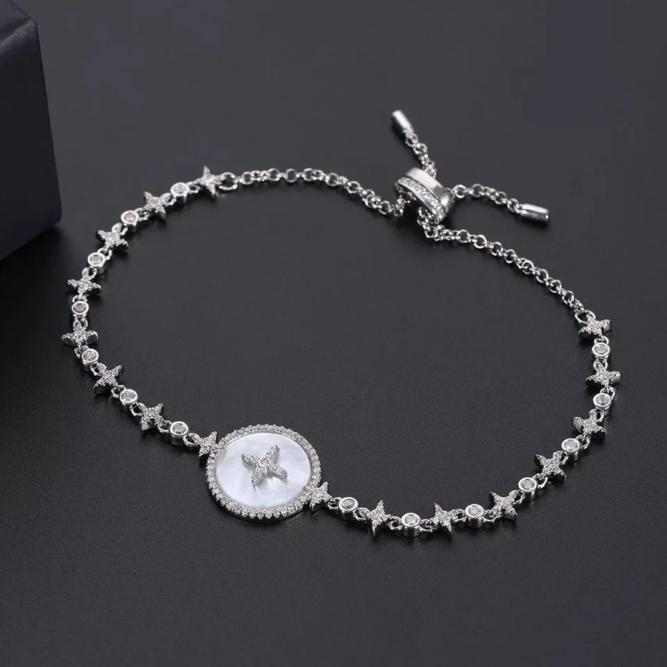 Новая мода nacre Звезда дизайн классический браслет цепочка бренд Топ Серебряная цепочка браслет для женщин леди подарок помолвка