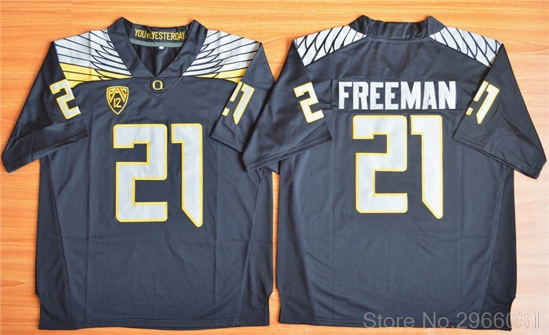 Черный Oregon Ducks Royce Freeman 21 колледж Джерси-желтый зеленый черный белый сшитый Размер S-3XL - Цвет: Черный