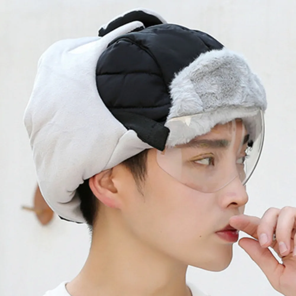 Vintage Aviator Hat and Goggles Costume Accessories Ear Flaps Warm Waterproof Trapper Hat for Men Women