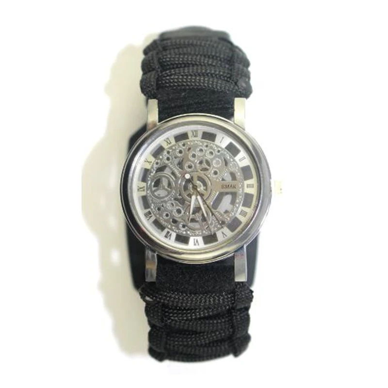 Тактические часы для выживания со светодиодной сигнализацией EDC черный браслет многофункциональный походный компас спасательный канат Паракорд Браслет