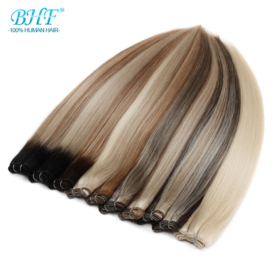 

BHF Human Hair weaving Bundles 100% Machine Made Remy Russia Straight Human hair Extension can curly