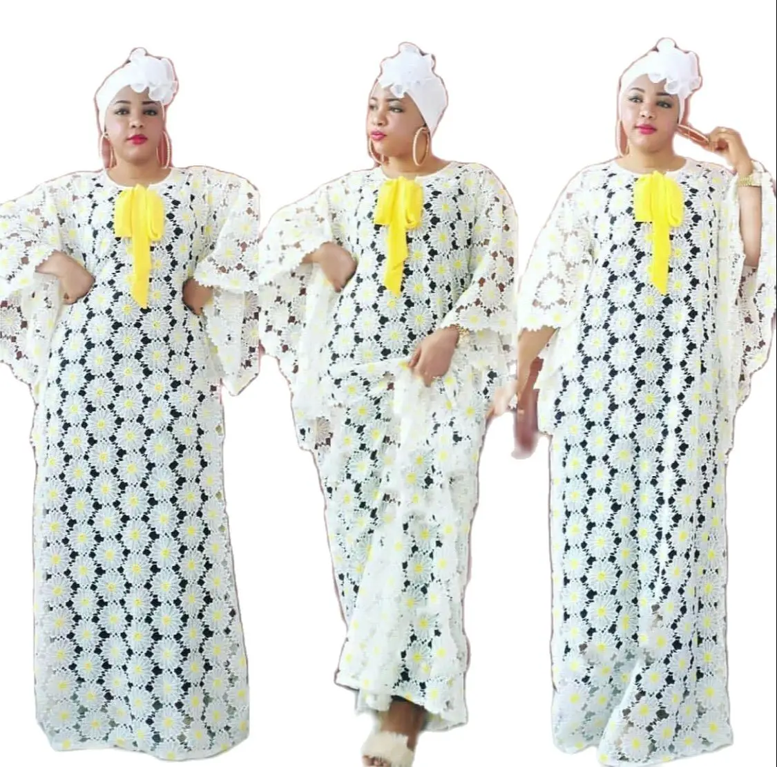 2 Piece New Style Classic Design African Women Clothing Dashiki Guipure Cord Lace Abaya Stylish KWA Loose Evening Maxi Dresses