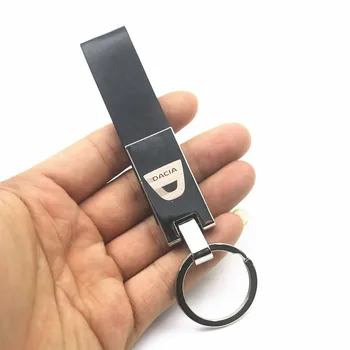 

Car Fashoin Alloy Genuine Leather Car Keyring Emblem Badge Key Ring For Dacia Duster Logan 2 Mcv Sandero Stepway Lodgy