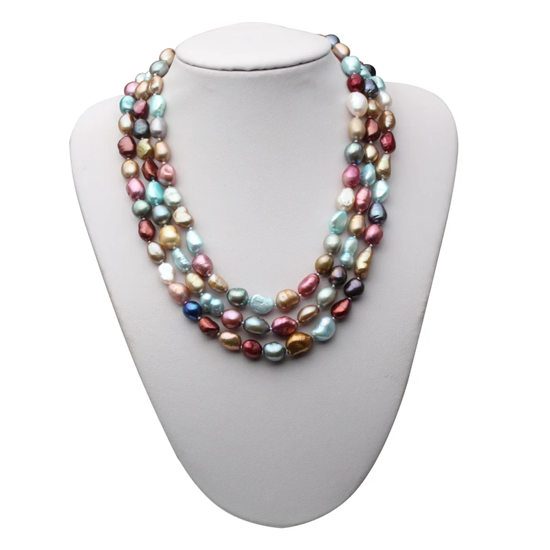 

Fashion Three layer Pearl Necklace Multicolor Natural freshwater Pearl Choker Baroque for Women Pearl Jewelry
