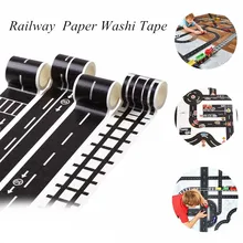 

48mmX5m Children's Educational Toy Speed Limit 50/100 Road Tape Traffic Theme Sticker Self-sticking Railway Paper Washi Tape