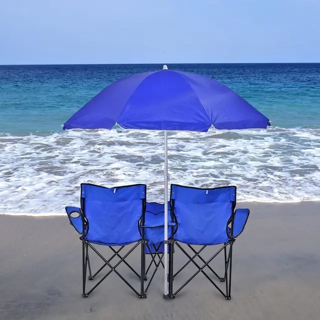 Portable Picnic Plegable (doble silla W/Paraguas mesa de camping Cooler  playa silla