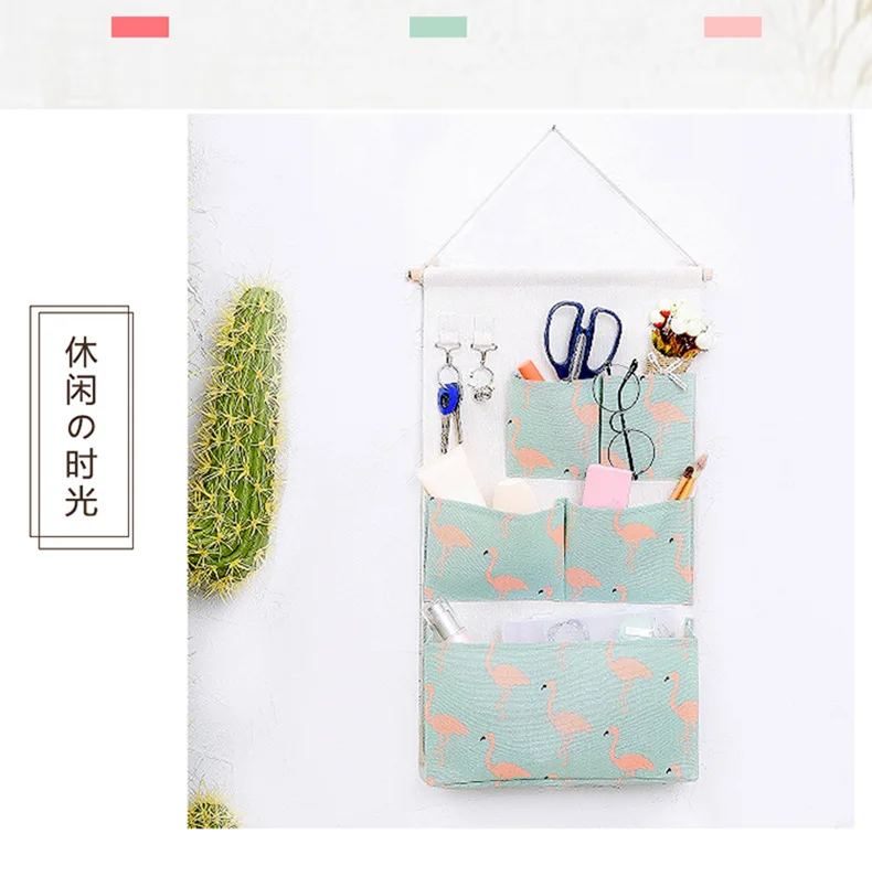 Five Pocket Storage Bag Hanging Bag Fabric Hanging Storage Bag Hook Storage Bag Wardrobe Door after Hanging Storage Bag