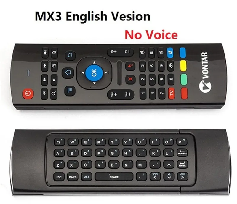 MX3 Air mouse дополнительный голосовой пульт дистанционного управления 2,4G Беспроводная клавиатура с подсветкой IR Learning для Android tv Box/T9/H96 Max/X96 mini - Цвет: En Novoice Nobacklit