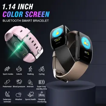 

Bluetooth Smart Sports Bracelt Heart Rate Monitor With 1.14 Inch Touchable Color Screen Waterproof Step Counting Watch