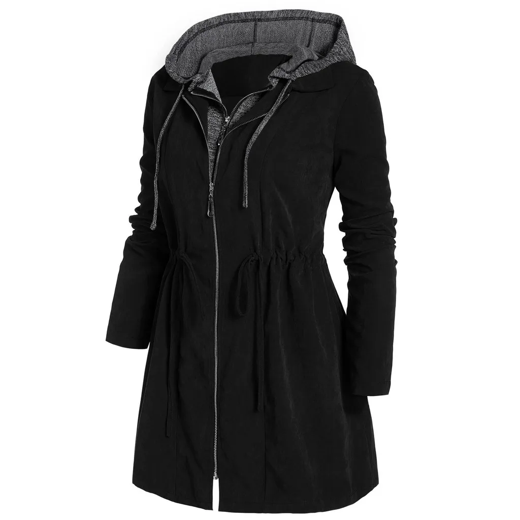 

Women Solid Rain Jacket Outdoor Hooded Waterproof Long Coat Overcoat Windproof Plus size 5XL long warm hooded jacket Winter#3s