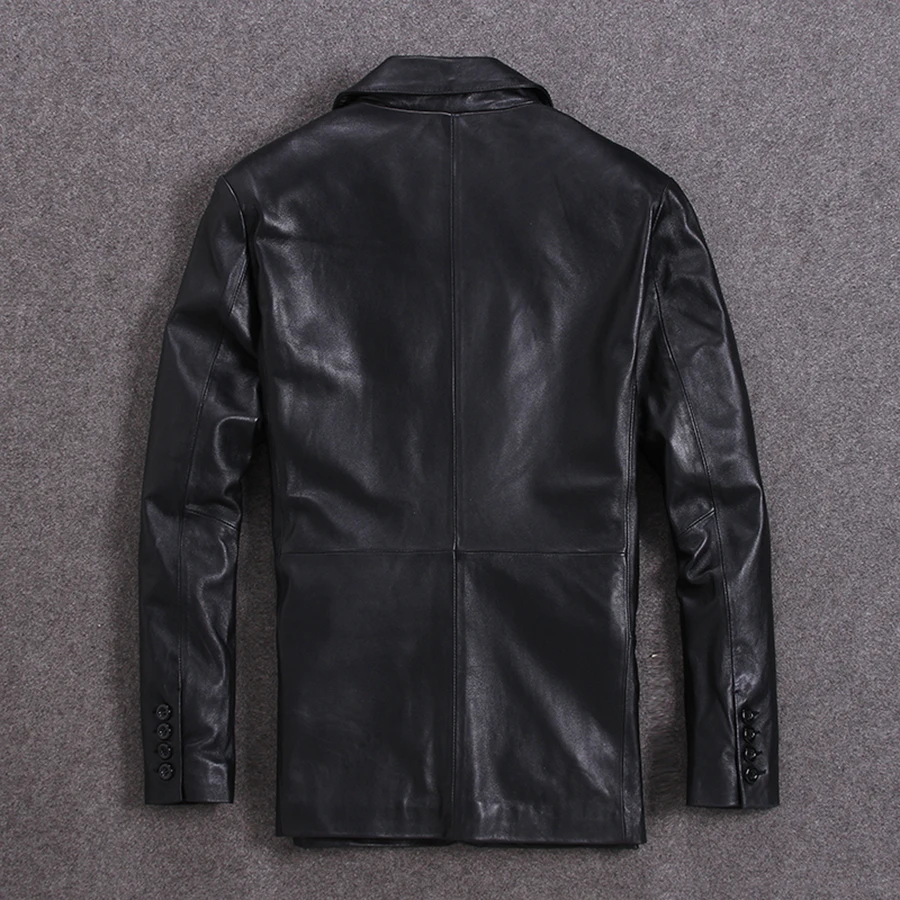 

Free shipping.man casual Leisure suit,Plus size Brand soft sheepskin leather Jacket,mens genuine Leather business jacket.