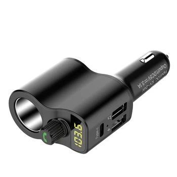 

Bluetooth 5.0 Music Player Cigarette Lighter Extension Handsfree Calling Car Navigation Voltage Detection Dual USB Fast Charger
