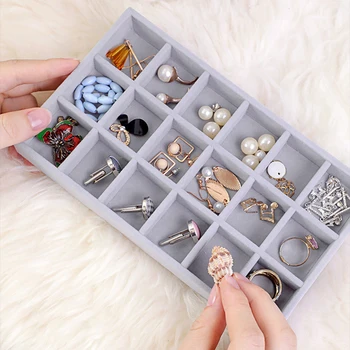 

4PCS 22*11*13.2CM Flannel Jewelry Storage Tray Drawer Flannel Tray Sorting Display Rack High Resilience Flocking Box