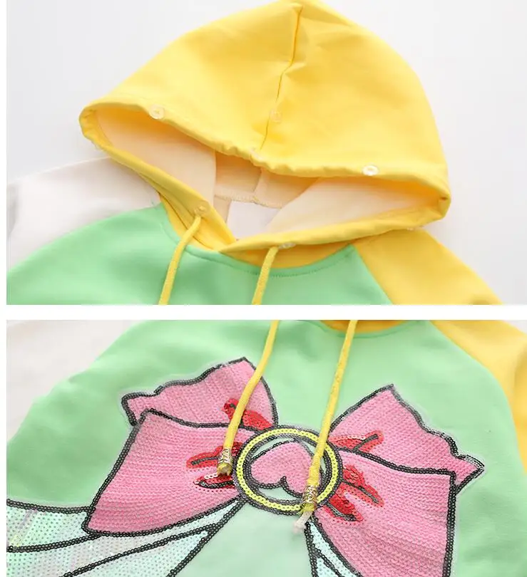 10.8th Age 4 6 8 10 12 14Y Sequined Girl's Sweatshirt Winter Thicken loose girl's Hooded Sweatshirt