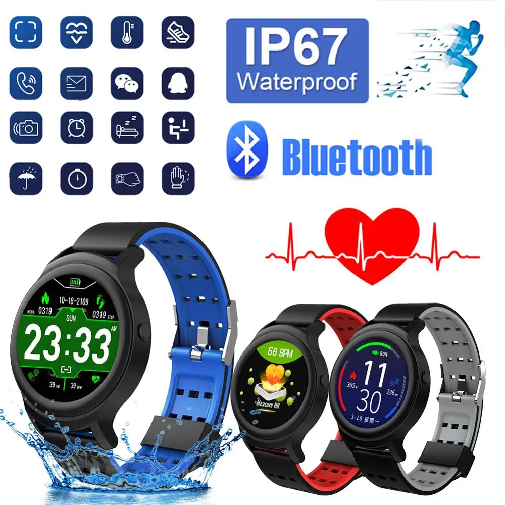 

Smart Watch Bluetooth 1.3" Touch Screen Music Control Health Tracker Message Reminder Smartwatch Compatible with Android iOS