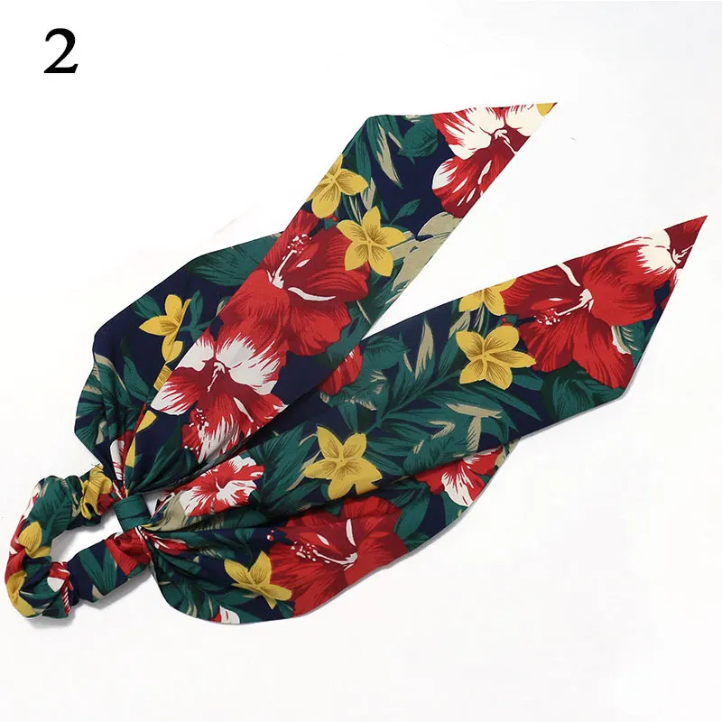 Женская Длинная лента для волос из толстой кишки, носовой платок, шарфы с бантом, винтажный конский хвост, держатель, цветная металлическая цепочка - Цвет: B2