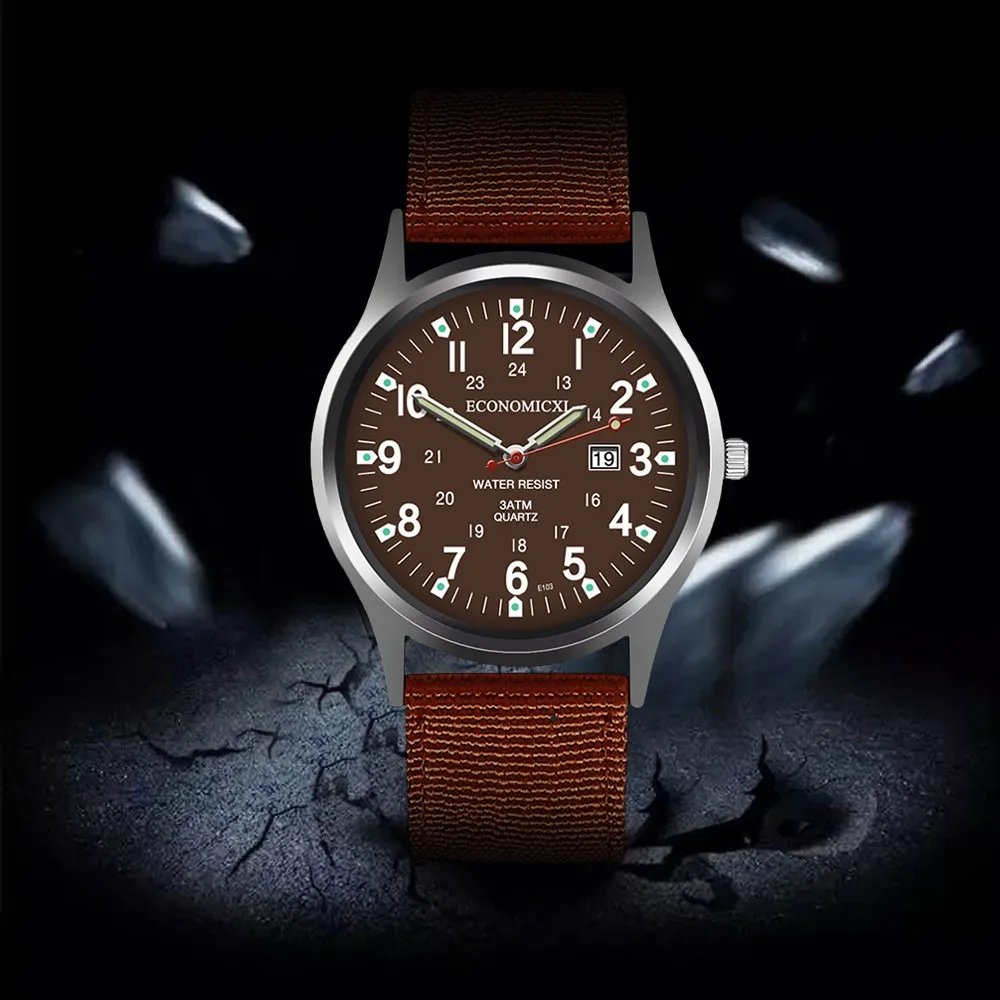 Fashion Creative Geometric Round Nylon Men Watch With Calendar Function Luxury Men Business Casual Quartz Wristwatches Top Brand