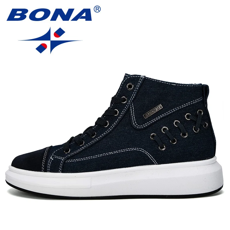 BONA/ г. Мужская Вулканизированная обувь мужские весенне-осенние высокие модные кроссовки Удобная однотонная мужская повседневная обувь на шнуровке