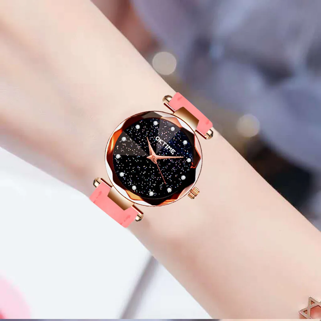 Starry sky Ladies Watch Montre Femme Leather Luxury Quartz Wrist Watches Women Watch Brand Casual Dress Female Colck Kol Saati#W