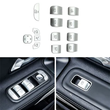 

13pcs / Set Button Covers Silver Quality ABS Inner Window Lift Switch Button Cover Trim For Benz A B GLB Class W177 W247 2020