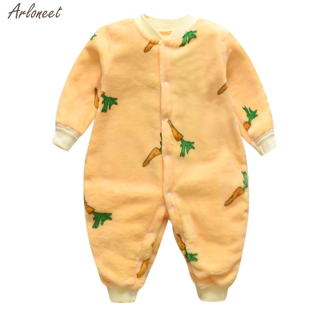 Yellow Для малышей с динозавром из мультфильма флисовый теплый комбинезон, спортивный костюм; мягкая Пижама; Комплект для маленьких девочек костюм Новая мода для новорожденных - Цвет: Yellow