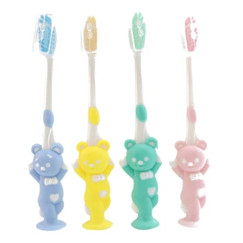 

4pcs/Set Children Cartoon Cute Cartoon Silicone Bamboo Charcoal Soft Toothbrush Baby Soft-bristled Training Dental Care