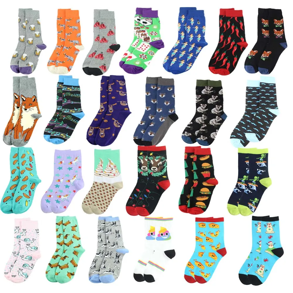 1 пара чесаных хлопковых забавных носков для мужчин с рисунком животных собаки