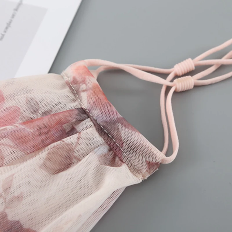 1Pcs Chiffon Floral Printed Masks For Women Summer Breathable Sunscreen Mouth Face Covers Elegant Thin Mouth-muffle Wholesale