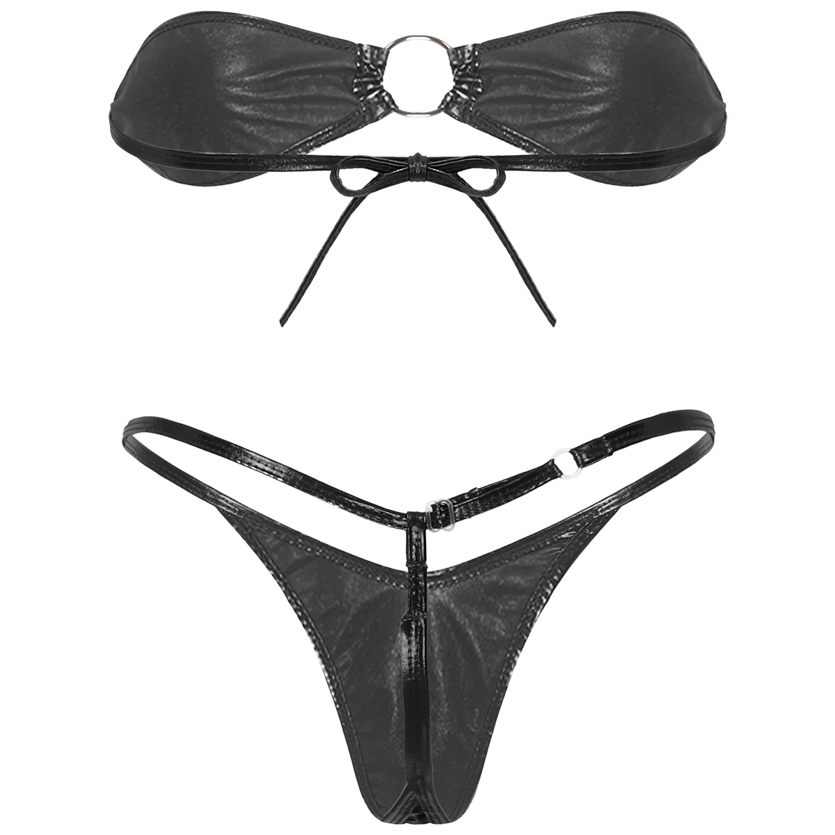 Beach Baddie - Faux Leather G-String Bikini - Shiny Fashion | LALE LOOK