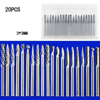 

20Pcs/Set Carbide Burr Set Carbide Rotate Files Burrs to Woodworking Drilling Metal Carving Engraving Polishing