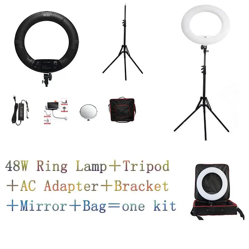 

Yidoblo Black FS-480II 2 Colors adjust Camera Photo/Studio/Phone/Video 18\"48W 480 LED Ring Light LED Lamp+ 2M tripod +Soft bag