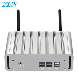 XCY – Mini PC Windows 10, Intel Core i7 5557U/i5 6260U/i3 5005U, Fanless, ordinateur de bureau, HTPC, avec wi fi 300 mb/s, Ethernet Gigabit, HDMI et VGA 