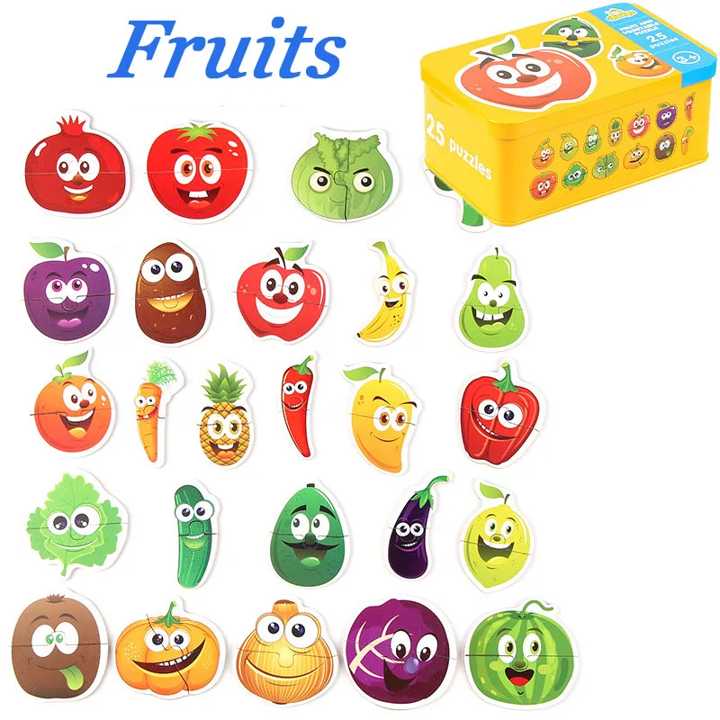 fruits Детская игрушка раннее образование мультфильм сопряжение головоломки игры дети обучения карты деревянные игрушки для детей Дети Развивающие игрушки подарки мальчик - Цвет: fruits