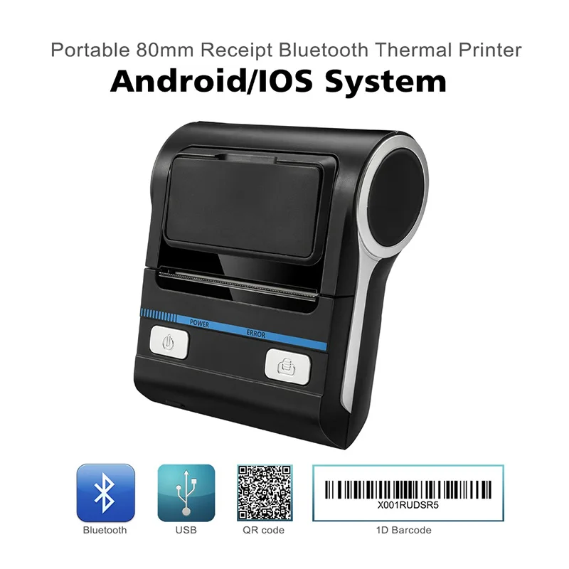 

Thermal Printer Bluetooth Android Bluetooth receipt 80mm Thermal Portable Wireless Printer Mini Pos Printing Machine with case