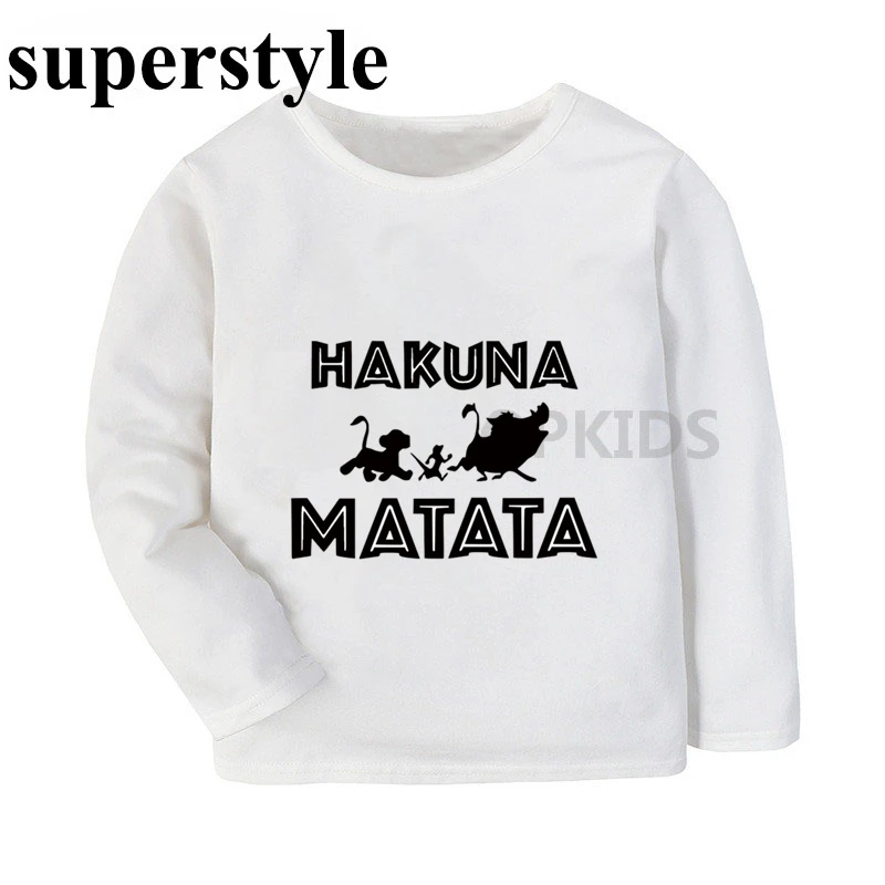 Пуловер в стиле Харадзюку; осенне-зимняя футболка для детей; топы; футболка с длинными рукавами для мальчиков и девочек; детская одежда с изображением короля льва; dLKP337