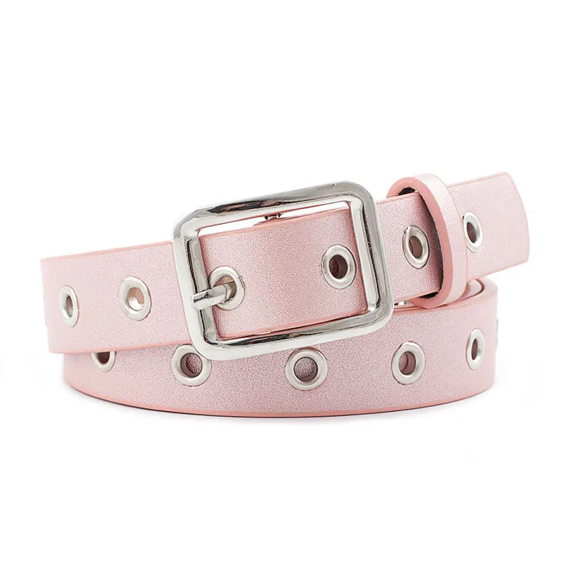 Style5 Pink Новинка, панк-рок, черный, коричневый, широкий пояс на талии, металлический пояс с цепочкой, женские s втулки, двойная пряжка, люверсы, ремни для женщин - Цвет: Style5 Pink