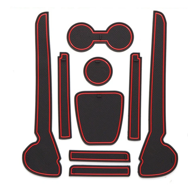 Polo GTI R 2011 2012 2013 2014 2015 2016 Anti-Slip Door Groove Mat For Volkswagen V W Polo GTI R Gate Slot Coaster Mat Carpet Red 2011-2015 Polo R