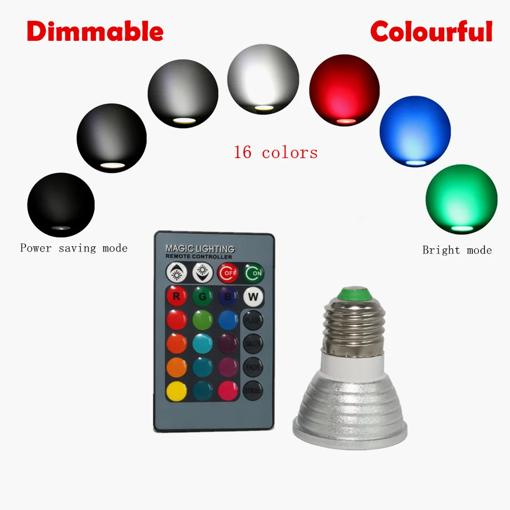 3W RGBW LED Spotlight E27 GU10 GU5.3 Bulb Light 110V 220V +IR Remote control With Memory Mode Colorful Dimmable RGB Led Lamp | Лампы и