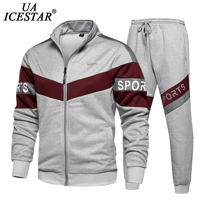 

2020 Autumn New Color Matching Retro Men's Sport Suit Hoodeis +Sweatpants Set Zipper Cardigan Fashion Jogger Sport Suit Men