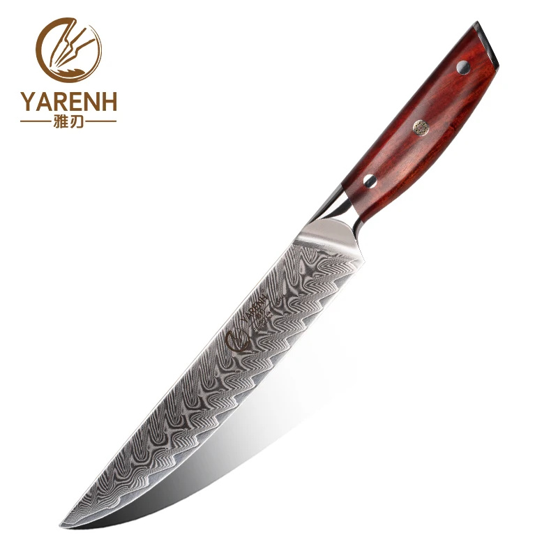 

YARENH 8 Inch Cleaver Knife Slicing Utility Kitchen Knives Damascus Steel High Quality Cut Sushi Fish Sashimi Cooking Tools