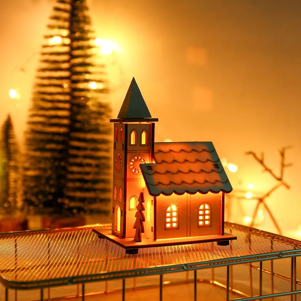 Небольшой деревянный светодиодный светильник для дома, вечерние, свадебные украшения, Рождественская игрушка, креативный светильник для гаража