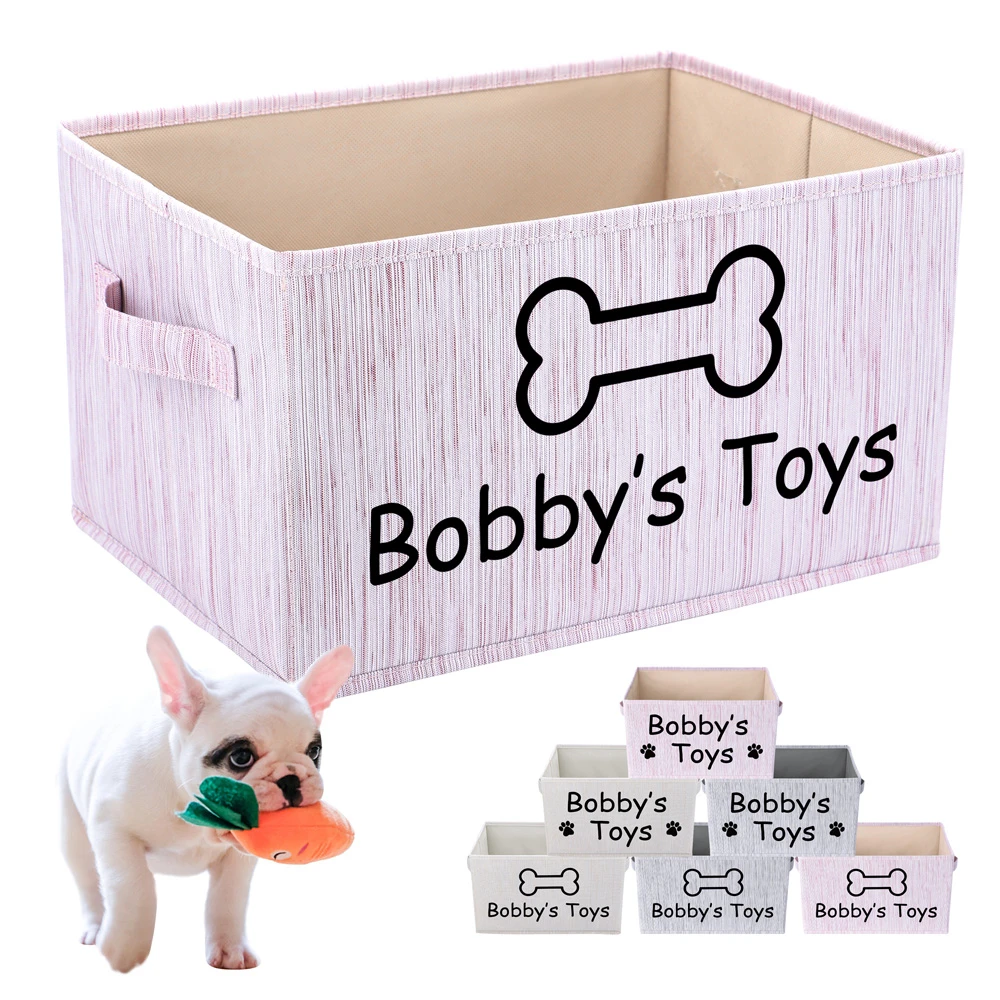 Personalized Pet Toy Storage Box Free Dog Name Printing Custom Dog Cat
