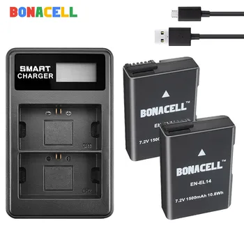 

BONACELL 7.4V 1500mAh EN-EL14 ENEL14 EN EL14 Camera Battery + USB Charger For Nikon D5200 D3100 D3200 D5100 P7000 P7100 MH-24