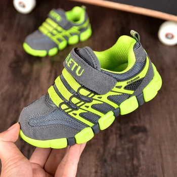 

Children Genuine Leather Sports Shoes Boys Girls Breathable Mesh Sneakers Fashion Kid Spring Shoes Size 26 to size 37