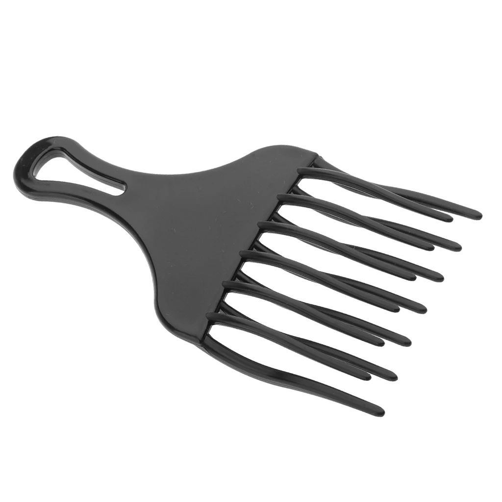 High Low Gear Professional Plastic Afro Curly Hair Pick Comb Detangle Wig Braid Styling Lift Hairbrush Black Friction Free