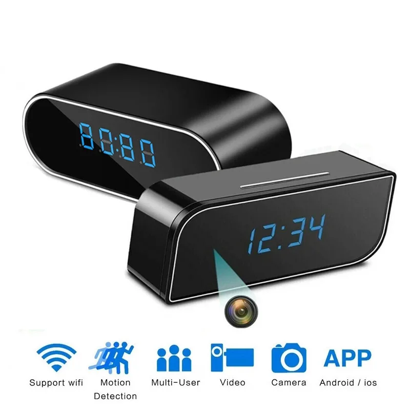 Table Clock Camera 4K 1080P HD WIFI Control Concealed IR Night View