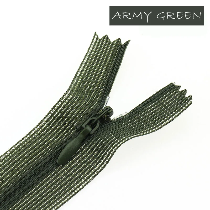3#60 см Невидимые молнии DIY нейлоновая катушка Кружева молнии для шитья одежды Подушка инструмент портного одежды - Цвет: Army Green