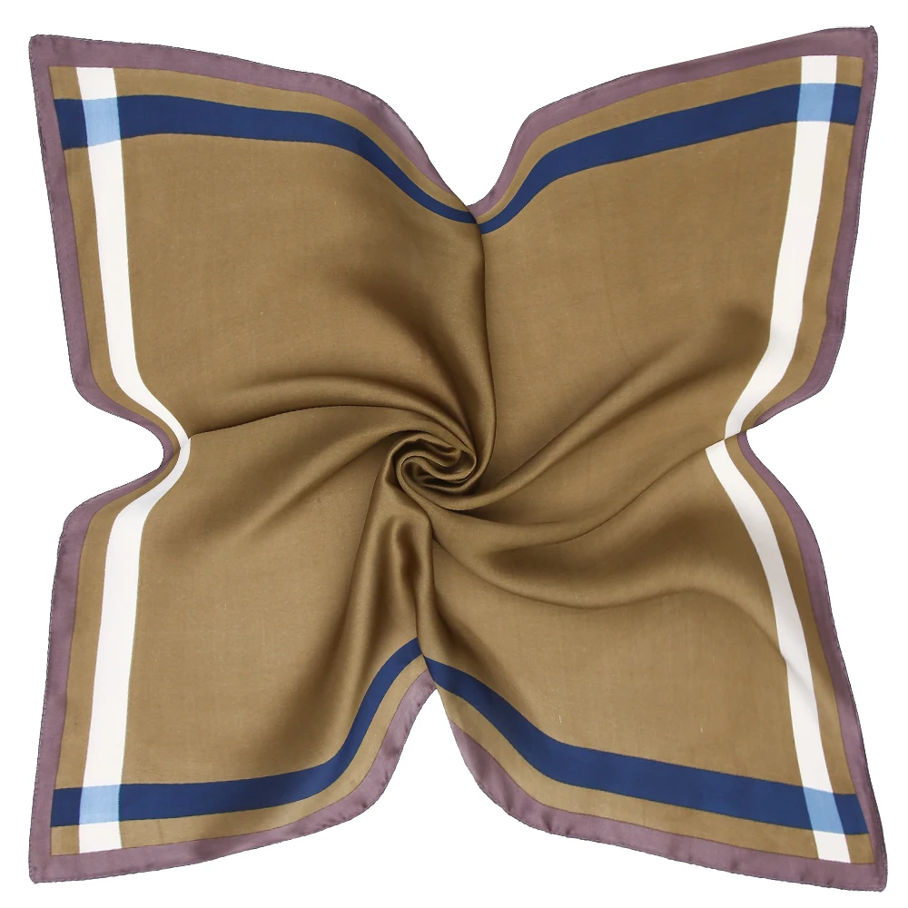 

60cm New square scarf hair tie band geometric plain color stripe box women's professional simulation silk scarf G987