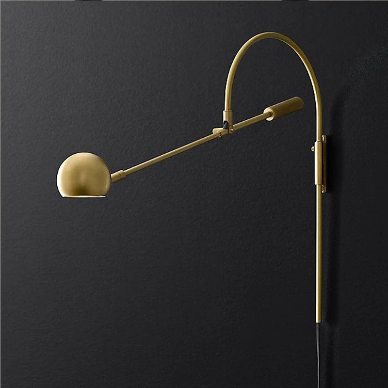 

Nordic Classic adjustable modern industrial Long swing arm black wall lamp sconce vintage E27 lights for Bathroom bedroom foyer